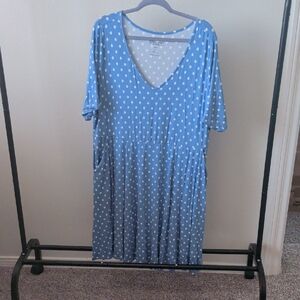Torrid Blue and White Polka Dot Knit Top